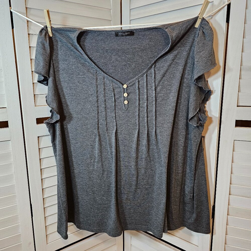 LoveUDear Plus Size 2X Dark Gray Short Sleeved Top